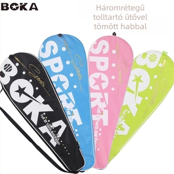Boca tollaslabda ütőtáska vállpánttal, vízálló Oxford anyagból, háromrétegű vastag konstrukció, badminton/tenisz