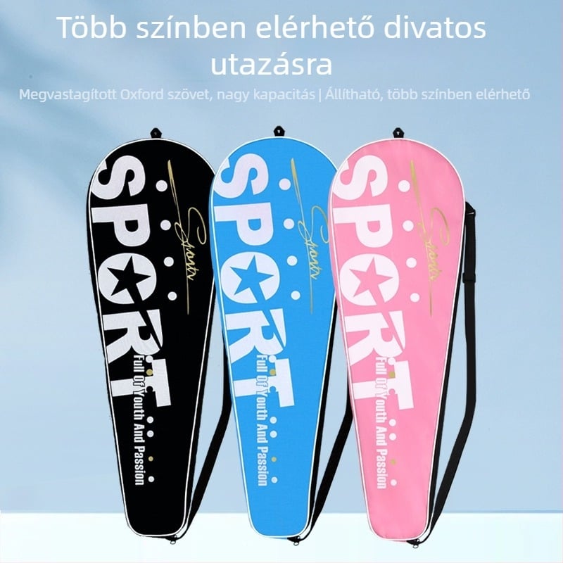 Boca tollaslabda ütőtáska vállpánttal, vízálló Oxford anyagból, háromrétegű vastag konstrukció, badminton/tenisz