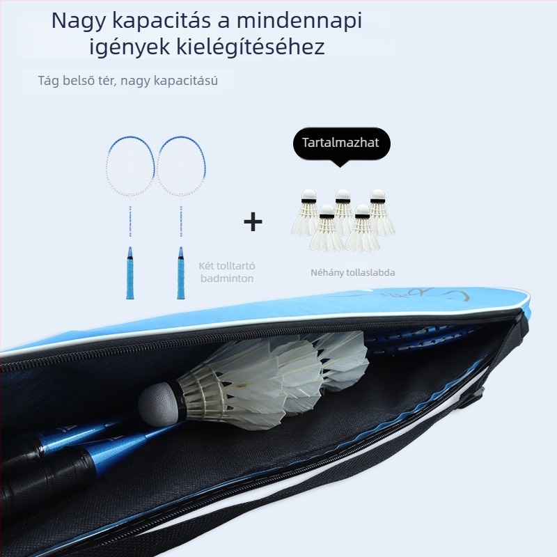 Boca tollaslabda ütőtáska vállpánttal, vízálló Oxford anyagból, háromrétegű vastag konstrukció, badminton/tenisz