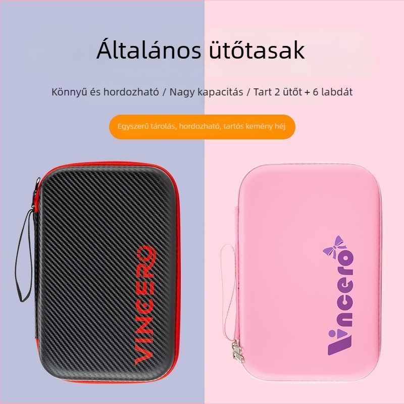 VINCERO vízálló merev héjú ütőtaska asztaliteniszhez és tollaslabdához, nagy kapacitás