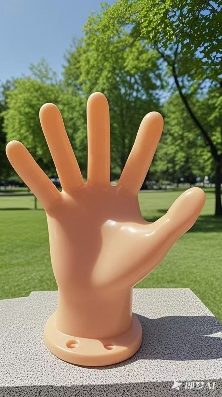 Kosárlabda és futball állvány – vinyl dekoratív kijelzőállvány stilizált jobb kéz modellel, logónyomás elérhető