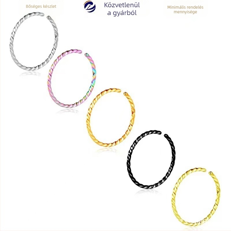 Rozsdamentes acél orrgyűrű – uniszex, geometriai kialakítás, polírozott felület