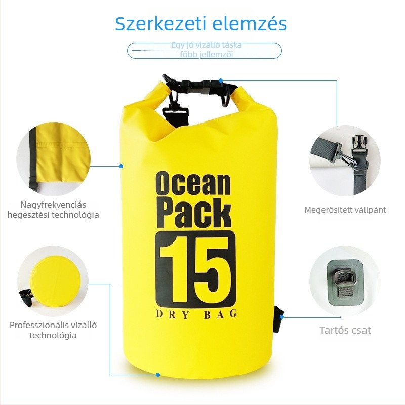 Szabadban használható vízálló hordó táska száraz rekeszzel, PVC anyagú úszó- és búvár táska