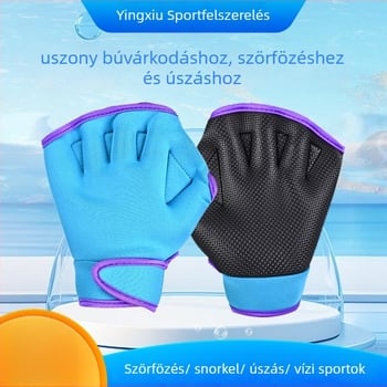 Úszókesztyű webes ujjaival felnőttek és gyermekek számára – szintetikus gumi, domborított tenyér textúra