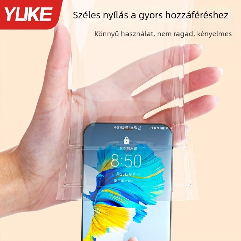 Kültéri vízálló telefontáska érintőképernyővel – ABS+TPU, vízálló anyag, alkalmas merülésre, tengerparton, túrázásra, horgászatra