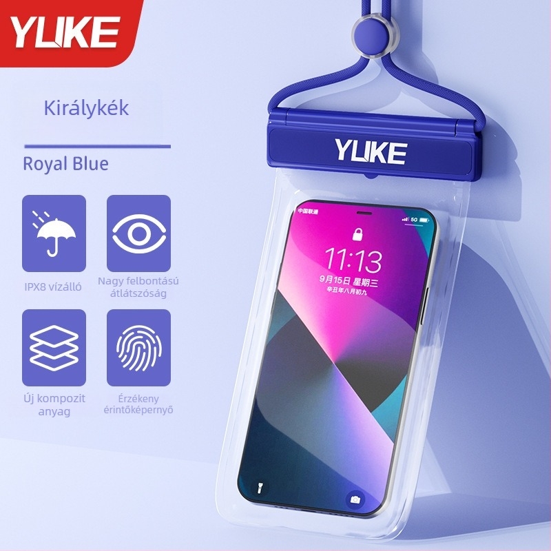 Kültéri vízálló telefontáska érintőképernyővel – ABS+TPU, vízálló anyag, alkalmas merülésre, tengerparton, túrázásra, horgászatra