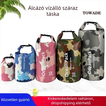 Kültéri víztáska – kamufláž 500D PVC hálóval, szabadidő-sport-mód stílus, TOWADE márka