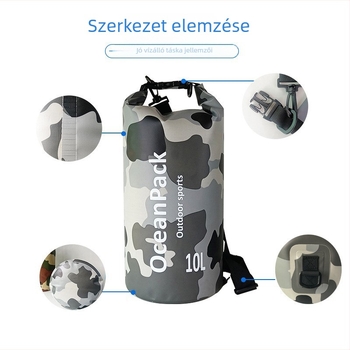 Kültéri víztáska – kamufláž 500D PVC hálóval, szabadidő-sport-mód stílus, TOWADE márka