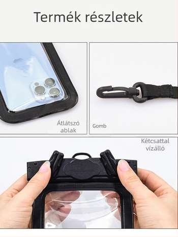 Vízálló telefon táska, PVC anyag, egyszerű stílus, 1 telefont képes befogadni (Szabadidő, merülés, strand, horgászat)