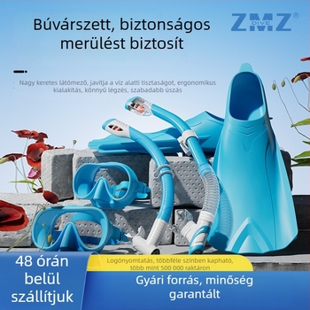Háromrészes sznorkel készlet felnőttek és gyerekek számára: maszk, száraz légzőcső, uszonyok