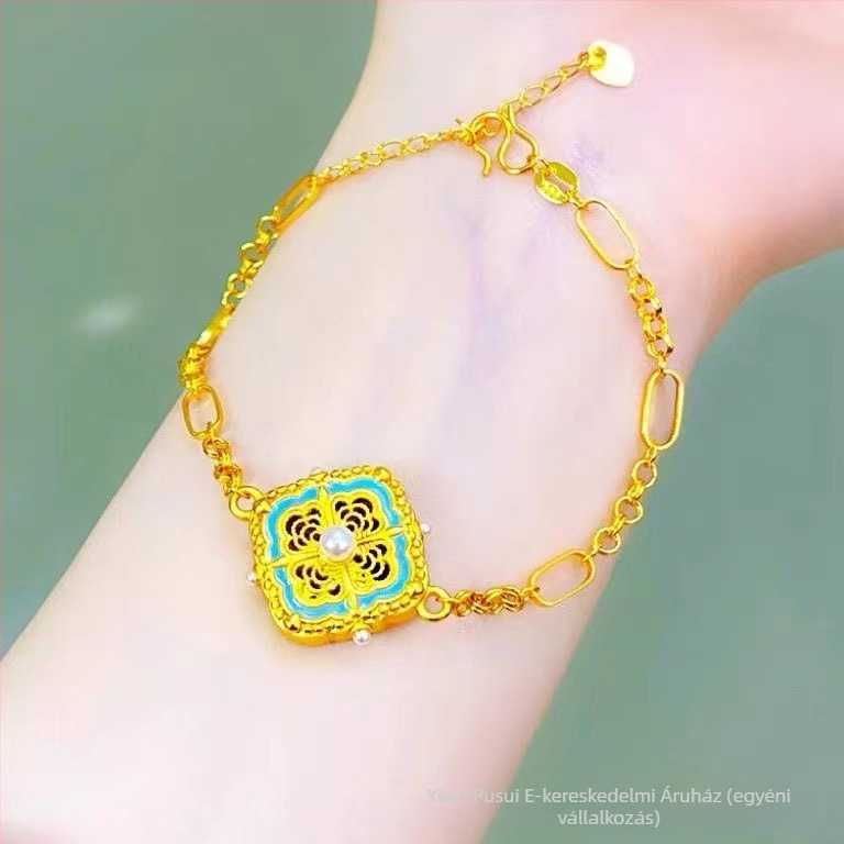 Aranyozott réz geometriai medálos nyaklánc Chopard-stílusú lánccal nőknek, súly körülbelül 20 g