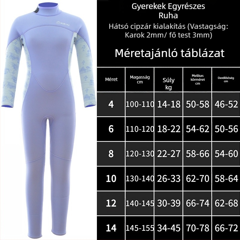 KLEYOU gyerekeknek szóló uniszex neoprén búvárruha, 2/3mm, hosszú ujjú, meleg, úszáshoz és vízisportokhoz
