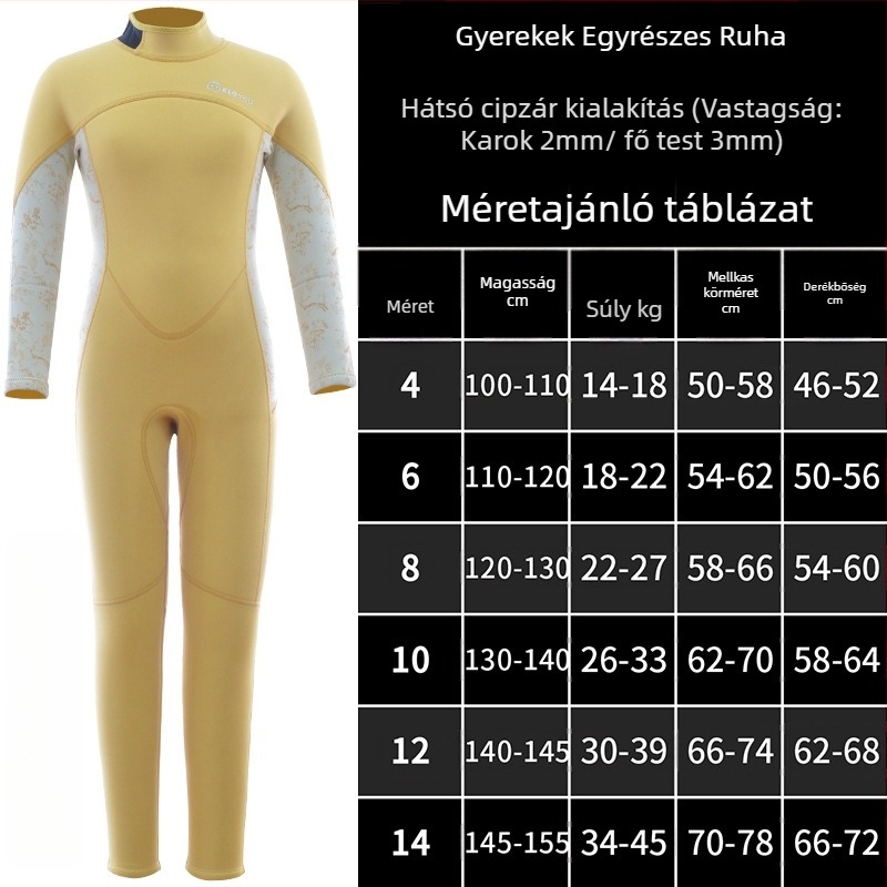 KLEYOU gyerekeknek szóló uniszex neoprén búvárruha, 2/3mm, hosszú ujjú, meleg, úszáshoz és vízisportokhoz