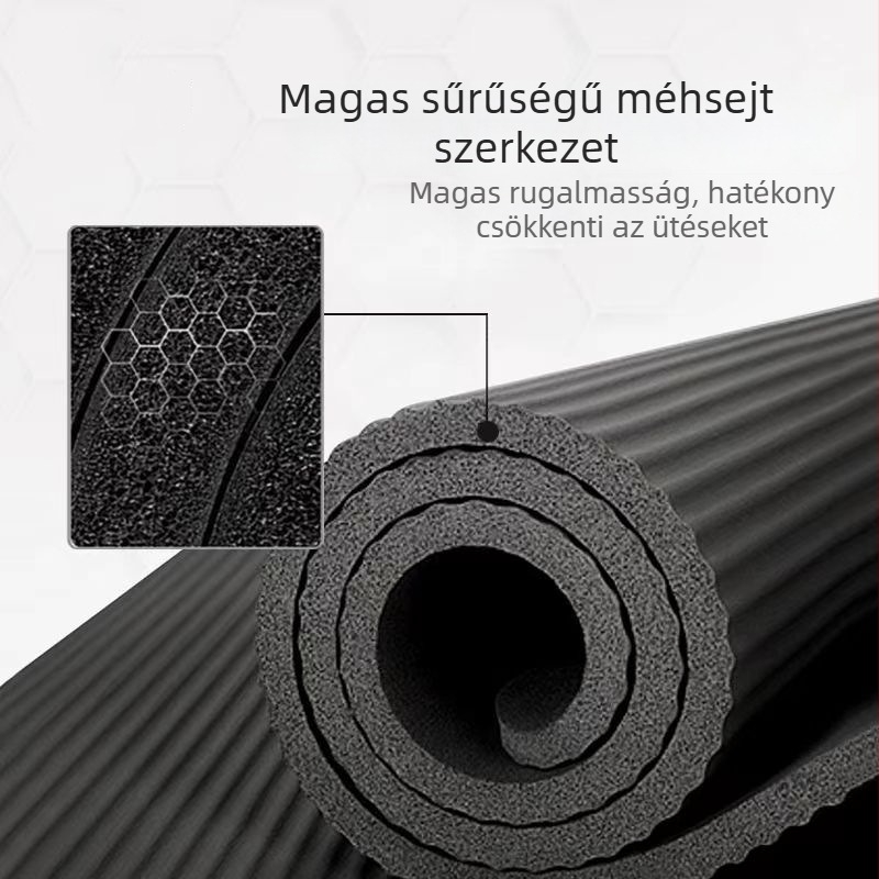 Gumi jóga matrac, csúszásmentes, ütéscsillapító, hangszigetelő beltéri edzéshez, 8 mm vastagság