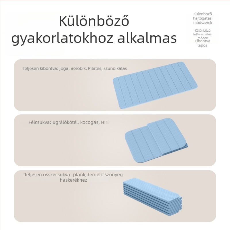 TPE összecsukható jóga matrac, csúszásmentes, vastagabb, széles, hordozható, testreszabható