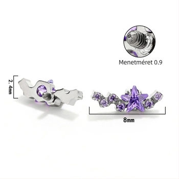 Titánium ötvözet fülbevalók cirkón bevéséssel, hatszor kövecs, starburst dizájn, hullám- és geometrikus formák, uniszex piercing ékszer