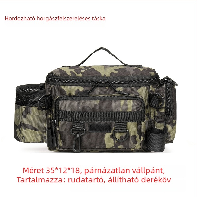 Kiváló minőségű vállon átívelő horgásztáska — multifunkcionális, nagy kapacitású bot- és kiegészítő tároló, vízálló tengeri horgászathoz