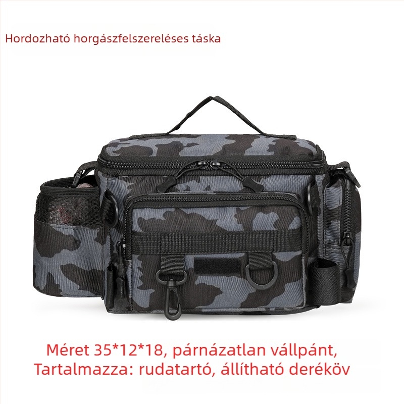 Kiváló minőségű vállon átívelő horgásztáska — multifunkcionális, nagy kapacitású bot- és kiegészítő tároló, vízálló tengeri horgászathoz