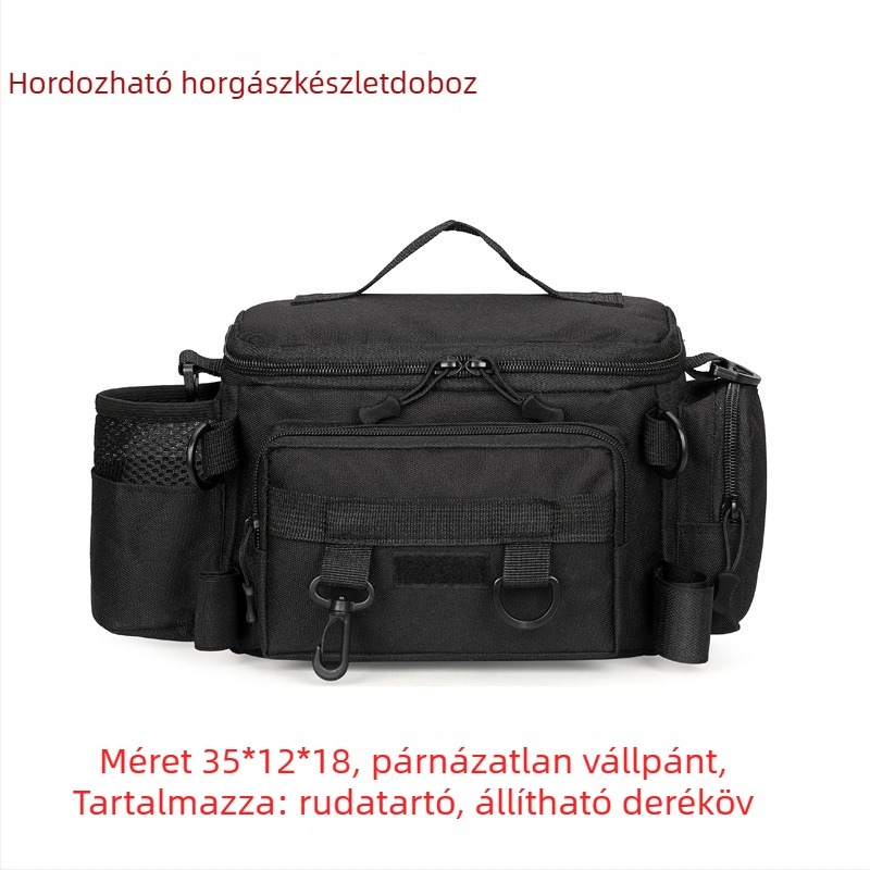 Kiváló minőségű vállon átívelő horgásztáska — multifunkcionális, nagy kapacitású bot- és kiegészítő tároló, vízálló tengeri horgászathoz