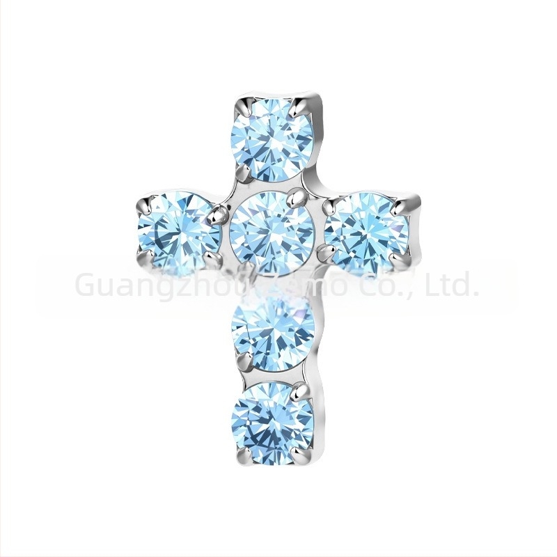 F136 titánötvözet kereszt alakú fülbevaló gyémánt betéttel és cirkóniummal