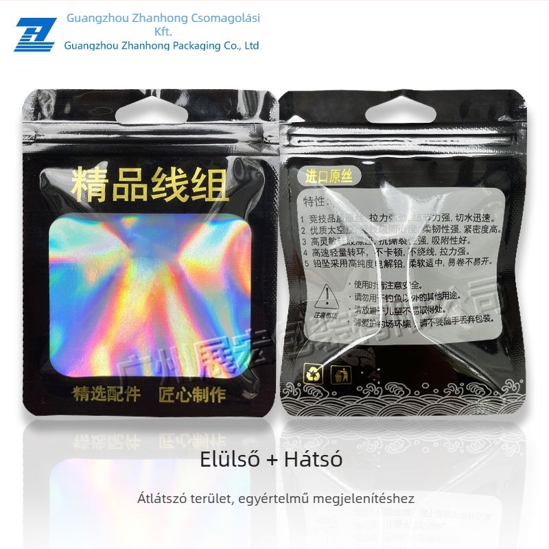 Horgászhorog csomagoló zacskó, átlátszó ZIP-zár, 3 cm zárás, új anyag, Guangzhou eredet