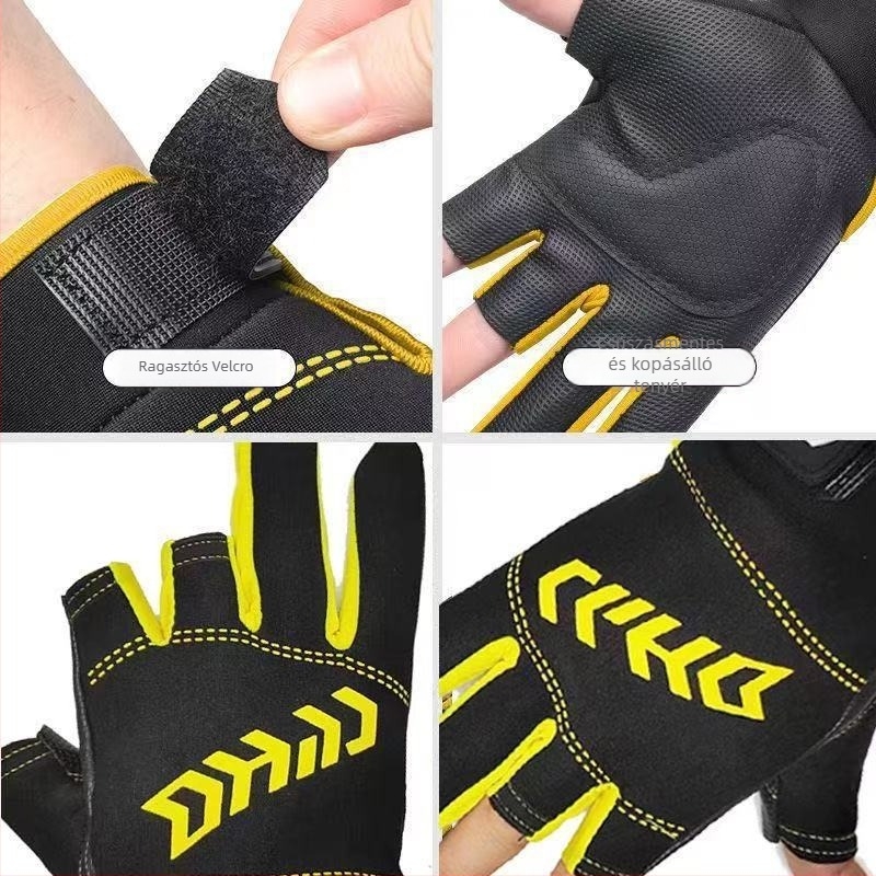 Háromujjú horgász kesztyű, rugalmas és lélegző, csúszásmentes fogás, nylon/poliészter, Hongyang