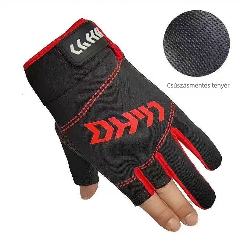 Háromujjú horgász kesztyű, rugalmas és lélegző, csúszásmentes fogás, nylon/poliészter, Hongyang
