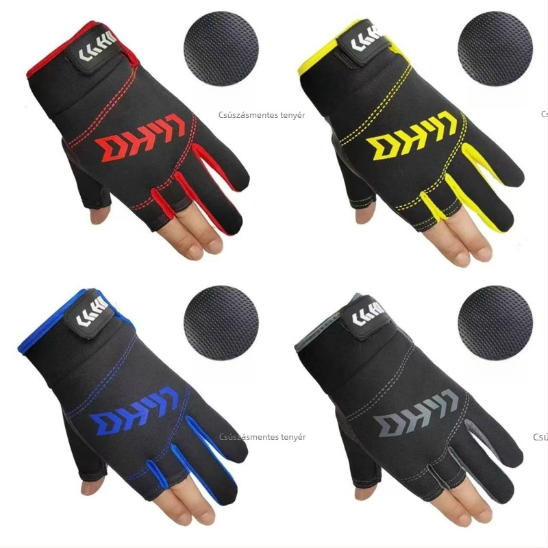 Háromujjú horgász kesztyű, rugalmas és lélegző, csúszásmentes fogás, nylon/poliészter, Hongyang