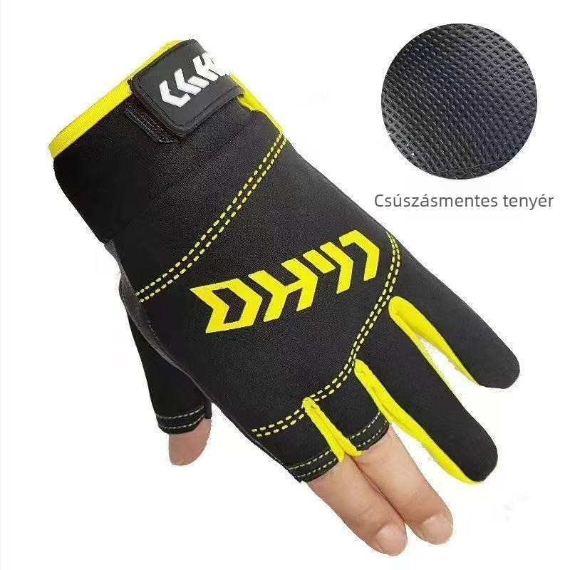 Háromujjú horgász kesztyű, rugalmas és lélegző, csúszásmentes fogás, nylon/poliészter, Hongyang