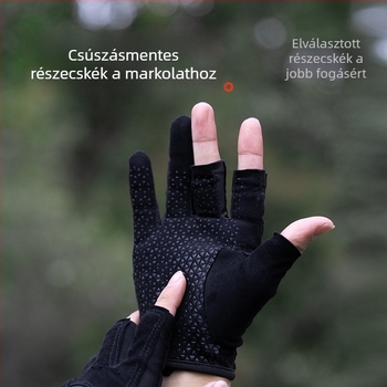 Háromujjas horgász kesztyű kültérre – Csúszásmentes, UV védelem, Meleg, Légáteresztő (anyag: laxieli)