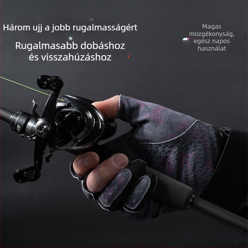 Háromujjas horgász kesztyű kültérre – Csúszásmentes, UV védelem, Meleg, Légáteresztő (anyag: laxieli)