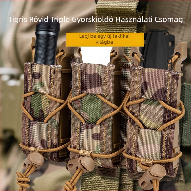 Nylon MOLLE-hez csatolható taktikai kés-kobur, zseblámpa rekesz, vízálló és kopásálló