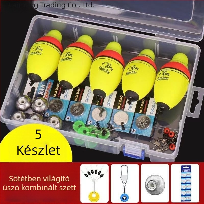 Elektronikus hosszú távú tengeri horgászkészlet világító úszókkal