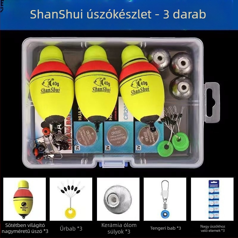 Elektronikus hosszú távú tengeri horgászkészlet világító úszókkal