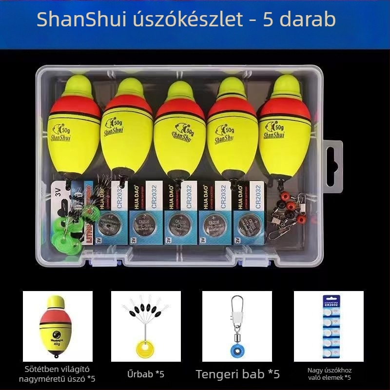 Elektronikus hosszú távú tengeri horgászkészlet világító úszókkal