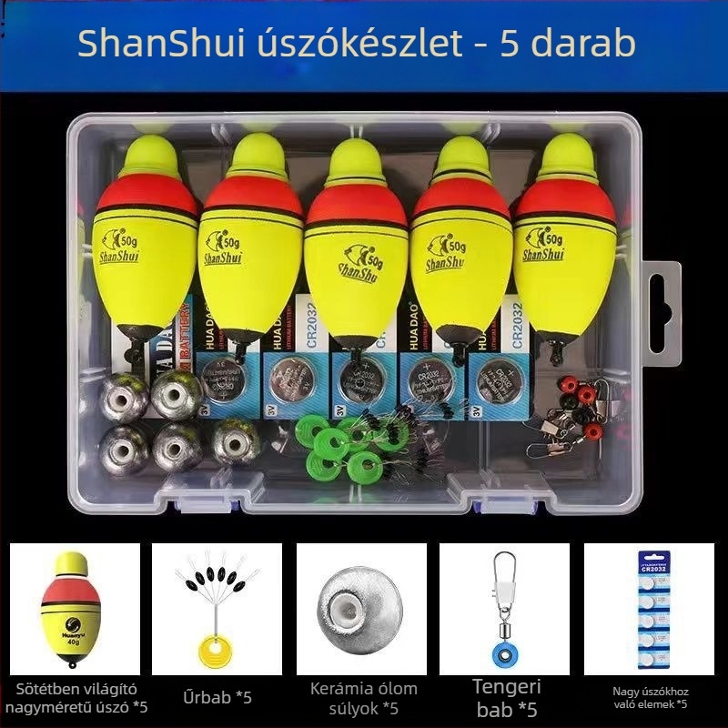 Elektronikus hosszú távú tengeri horgászkészlet világító úszókkal