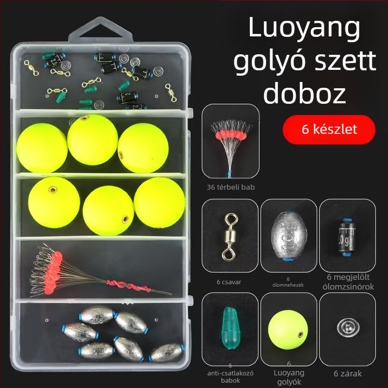 Taoyu cat Horgász úszó készlet habos úszókkal, réz gyűrűkkel és ólom súlyokkal dobozban