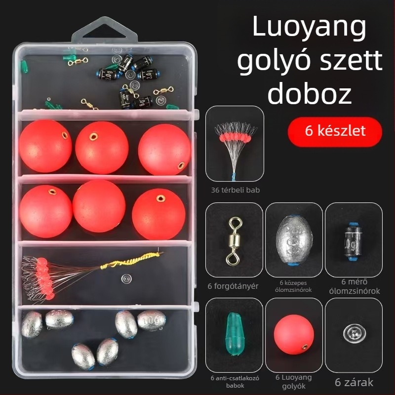 Taoyu cat Horgász úszó készlet habos úszókkal, réz gyűrűkkel és ólom súlyokkal dobozban