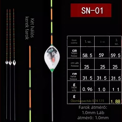 60 cm könnyű nano úszó édesvízi horgászathoz, rendkívül érzékeny