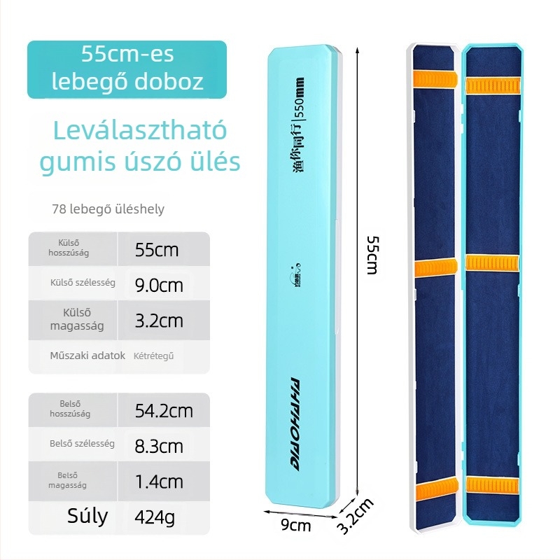 Fishing ha ha lebegő horog- és halászati doboz, ABS, nagy kapacitás, belső flanellel bélelt és szilikon kártyatartó rekeszek