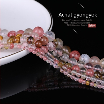 Kalcedon kerek gyöngyök, kézzel készített szabad gyöngyök DIY ékszerekhez, természetes stílus, Yiwu eredet