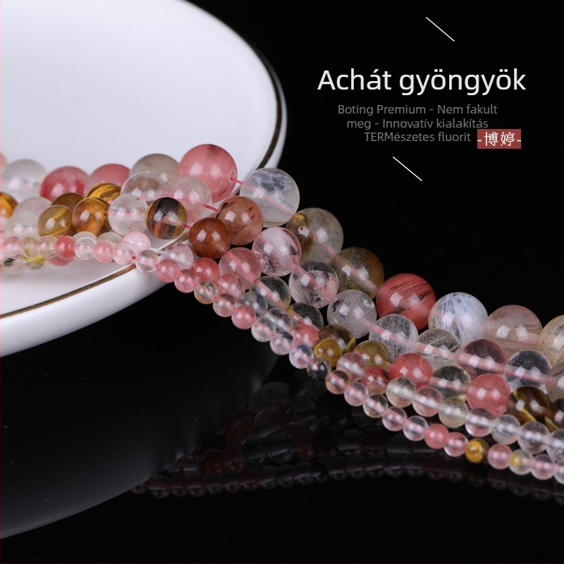 Kalcedon kerek gyöngyök, kézzel készített szabad gyöngyök DIY ékszerekhez, természetes stílus, Yiwu eredet