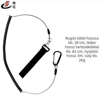 Visszahúzható rugalmas horgász kötél raft felszereléshez, 304 rozsdamentes acélhuzalból, anti-vesztés, 3 m