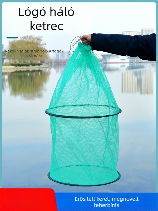 Összecsukható kerek hálókosár halak és garnéla számára – ideiglenes tartás homár és rákok részére, megerősített halvédő ketrec, különféle hal- és garnéla ketrecek — Márka: Más; Eredet: Kína; Anyag: Más