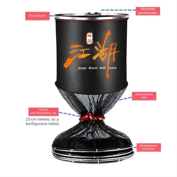 Kétgyűrűs halvédő háló – nejlonból készült háló vadhalászathoz, Kun Peng Enlightenment márka