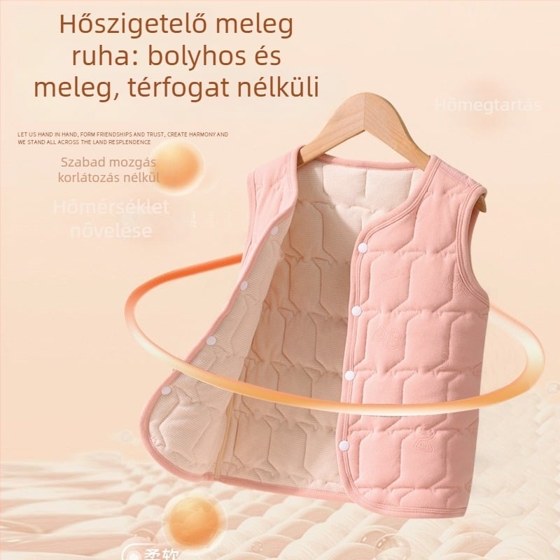 Gyerekeknek szóló termikus mellény - vastag téli polár bélés, belső poliészter bélés, ujj nélküli, rejtett gombos záródás, uniszex