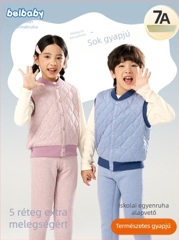 Gyerekeknek szóló uniszex gyapjú mellény, téli kardigán stílus, 75% gyapjú