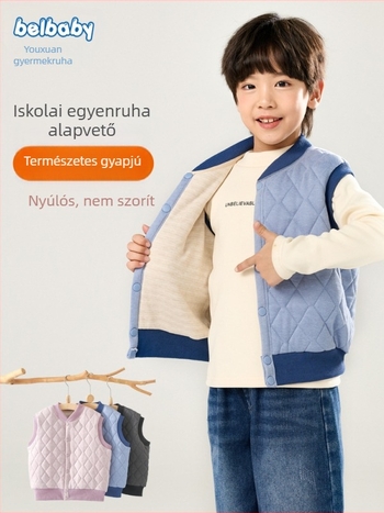 Gyerekeknek szóló uniszex gyapjú mellény, téli kardigán stílus, 75% gyapjú