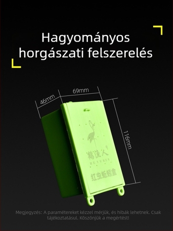Hordozható földigiliszta csali doboz, műanyagból, nyakpánttal, OEM elérhető