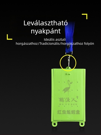 Hordozható földigiliszta csali doboz, műanyagból, nyakpánttal, OEM elérhető